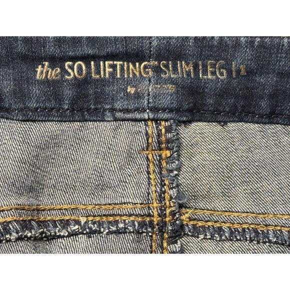 The So Lifting Slim Leg By Chico’s Jeans 1 Short 8 Blue Mid Rise Stretch Denim - Picture 4 of 9